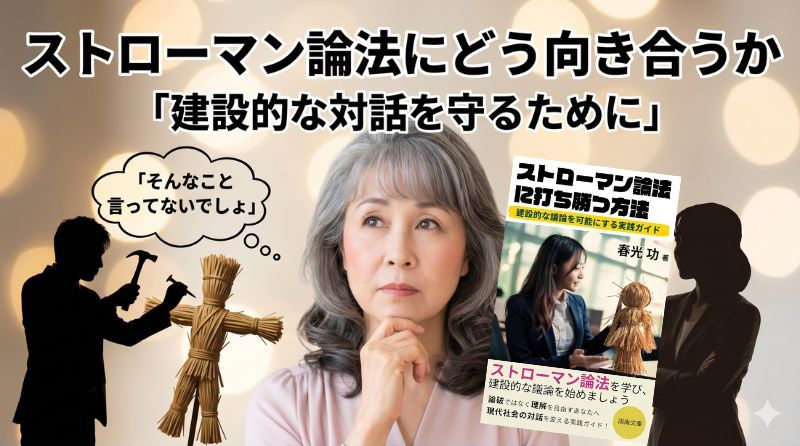 ストローマン論法に打ち勝つ方法 (春光功著、陽庵文庫) は、相手の主張を歪めて解釈し批判する、論理的誤謬の克服方法を説いた実践的なガイドブック
