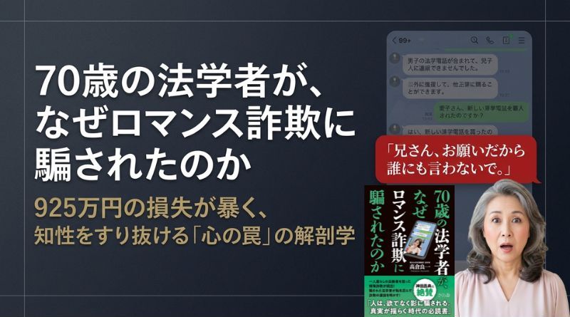 高倉良一『70歳の法学者が、なぜロマンス詐欺に騙されたのか』（さくら舎）は、ロマンス詐欺で925万円を失った体験を綴った手記です。