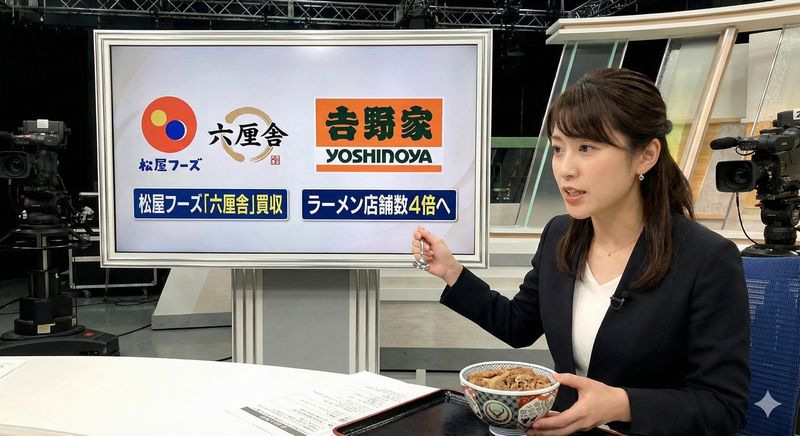 松屋フーズが、つけ麺で有名な「六厘舎」の運営会社を買収し、吉野家も既存のラーメンブランドの店舗数を大幅に増やす方針