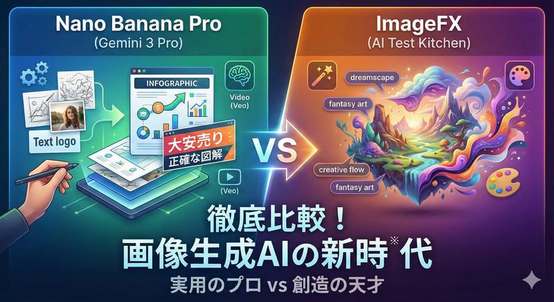創造のImageFX、編集・緻密さのNano Banana Pro。Googleアカウントがあれば無料で利用できる新時代の画像作成AIツールを徹底比較