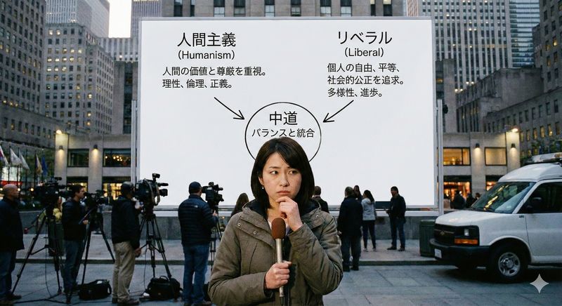 仏教における「中道」とは快楽主義と苦行主義という二つの極端を離れた生き方・考え方。公明党の「中道」とはやや意味が異なるようです。