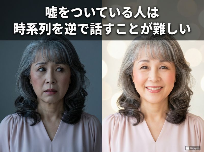 「嘘をついている人は時系列を逆で話すことが難しい」。それf設定に矛盾が出ないようにする追加の負担がかかるためです