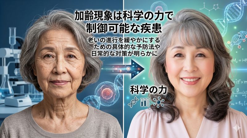 テレビ朝日のニュースが、かつて不可避と考えられていた加齢現象を、科学の力で制御可能な疾患として捉え直す最新の研究成果を紹介