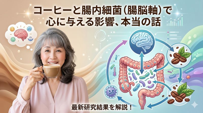 コーヒーの習慣的な飲用は特定の腸内細菌を増加させ、炎症を抑える可能性が示唆。主観的なストレスの軽減や注意力の向上にも寄与