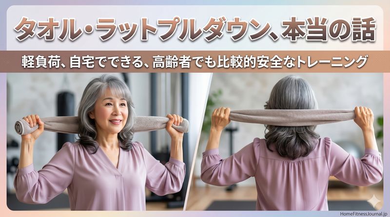 ジムに行かなくても自分で手軽に実践できるトレーニング。今回はタオルを使用したラットプルダウンのトレーニング方法をご紹介