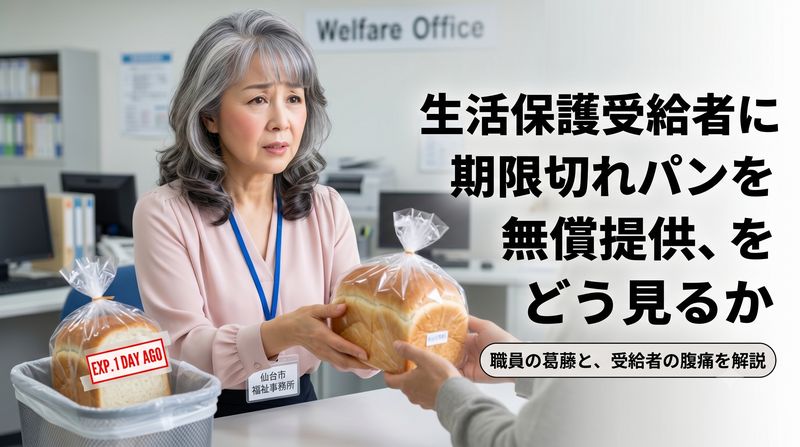 仙台市の福祉事務所職員が、消費期限の1日過ぎたパンを生活保護受給者に提供。受給者が翌日「食べたら数時間後に腹痛と下痢」を起こした