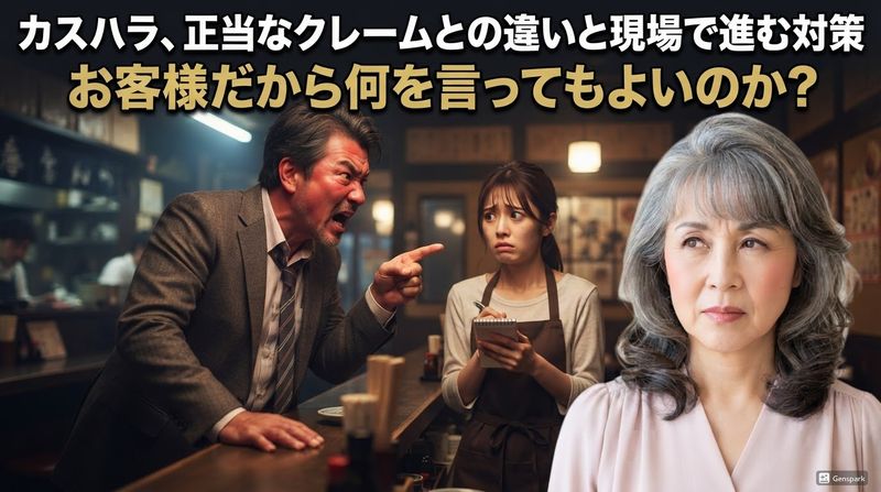 カスハラと正当なクレームの違いに悩む方へ。カスハラの意味、代表的な事例、判断のポイント、企業や現場で進む対策を解説します。