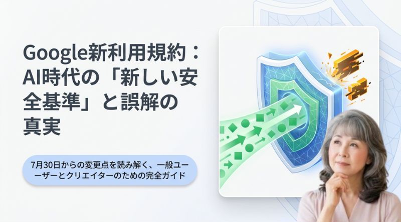 Googleが7月30日付けで利用規約変更を発表。「個人情報が盗られる」と煽るショート動画が流れてきますが、果たして真相は如何に？