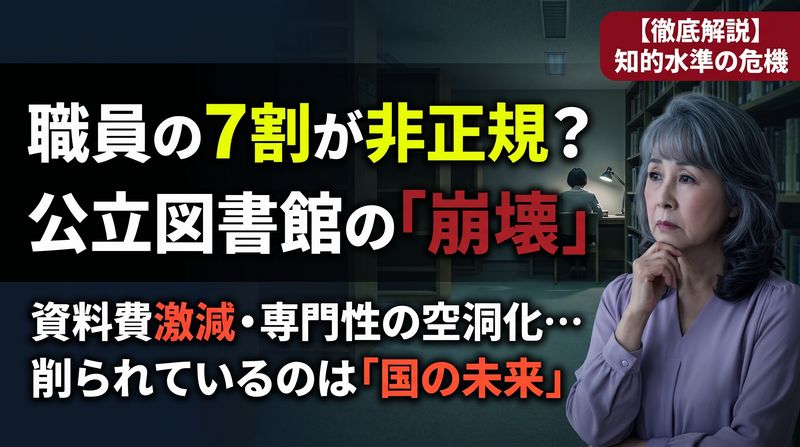 静かに消えゆく「知の拠点」。日本の公立図書館が直面する5つの衝撃的な真実。資料費激減・専門性の空洞化…削られる「国の未来」