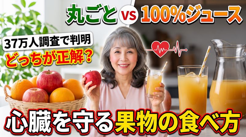 「果汁100%ジュース」なら丸ごと果物と同じ？約37万人のデータが明かす、心臓の健康と「果物の食べ方」の意外な関係を明かす