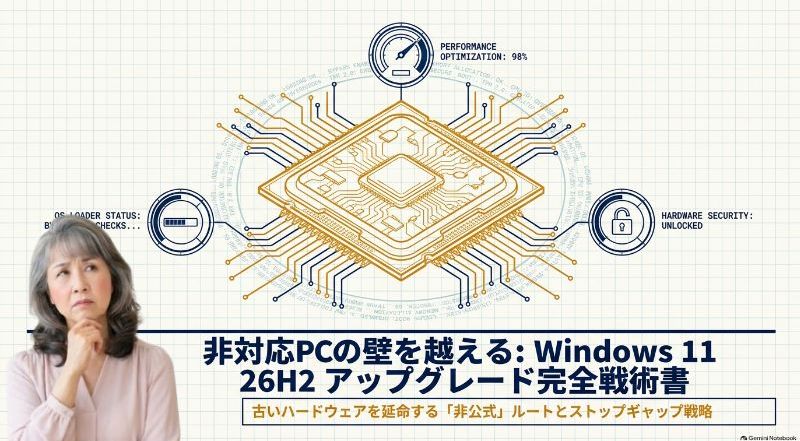 Windows 11「26H2」大型アップデートの衝撃：メモリ激減の噂の真相から非対応PCの救済策まで、知っておくべき5つの重大ポイント