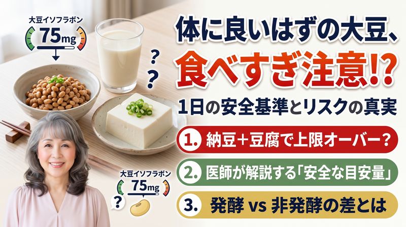 「体に良い」の落とし穴？大豆イソフラボンの意外なリスクと賢い摂り方。毎食のように大豆製品を積極的に摂っていませんか？