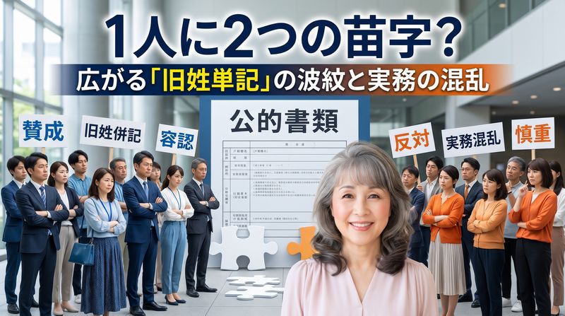 政府は登記、国家資格などにおいて、結婚前の旧姓(旧氏)だけを記載する「旧姓単記」を可能とする法案の提出を進めています。